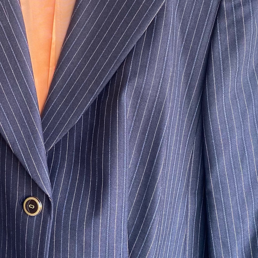 ESCADA Blazer Charcoal Gray Pink/Blue Stripes Two Buttons Down EU 44